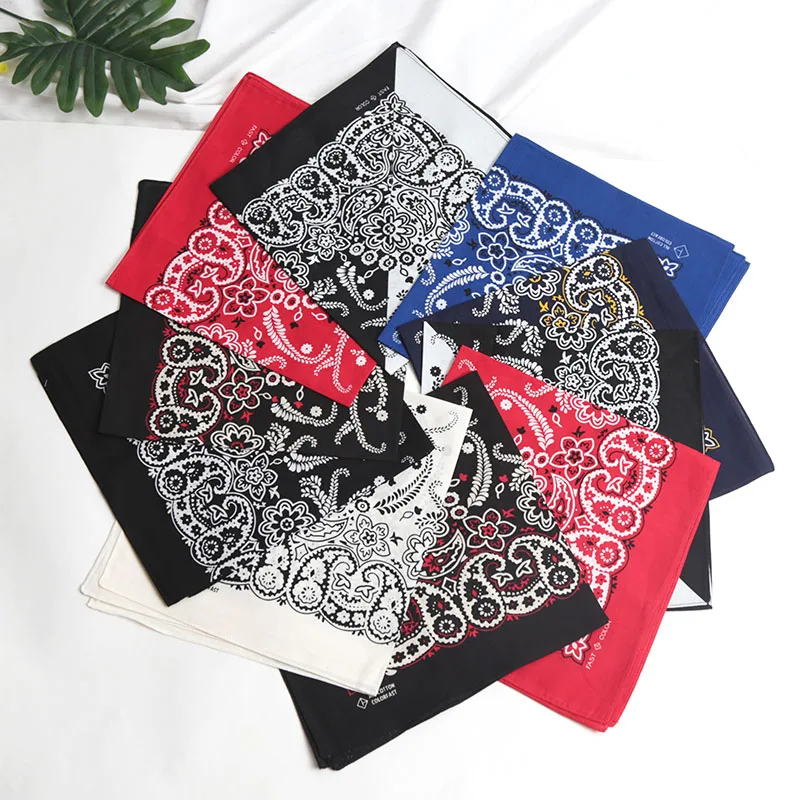 55cm*55cm Fashion Cotton Hip Hop Head Scarf Paisley Square Scarves Headwear Bandanna Hair Band Neck Wrist Wrap Band Accessories image 2