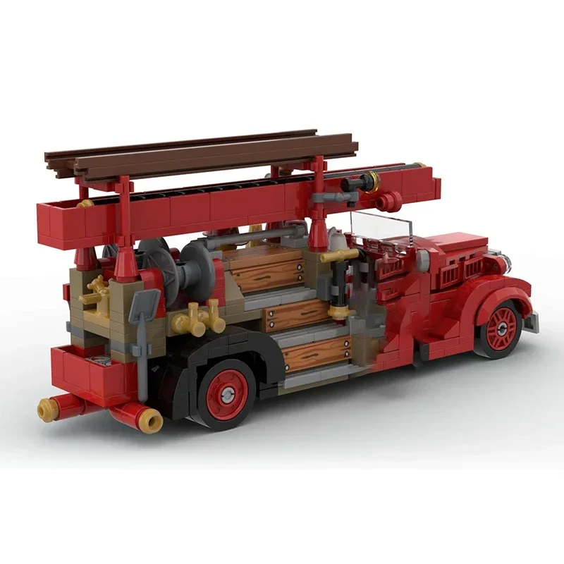 City Car Model Moc Building Bricks Vintage Car - V8-85 Fire Truck 1937 Technology Blocks Gifts Christmas Toys DIY Sets Assembly