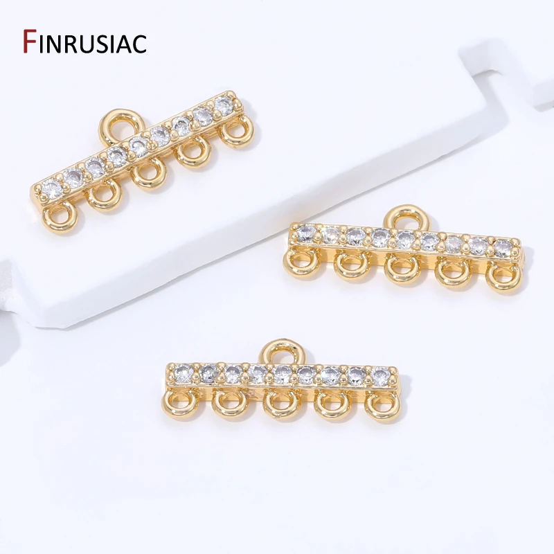 14K Gold Plated Brass Zircon Multi Strand Connector for Jewelry, Connector for Bracelets Making Findings, DIY Accessories view 2