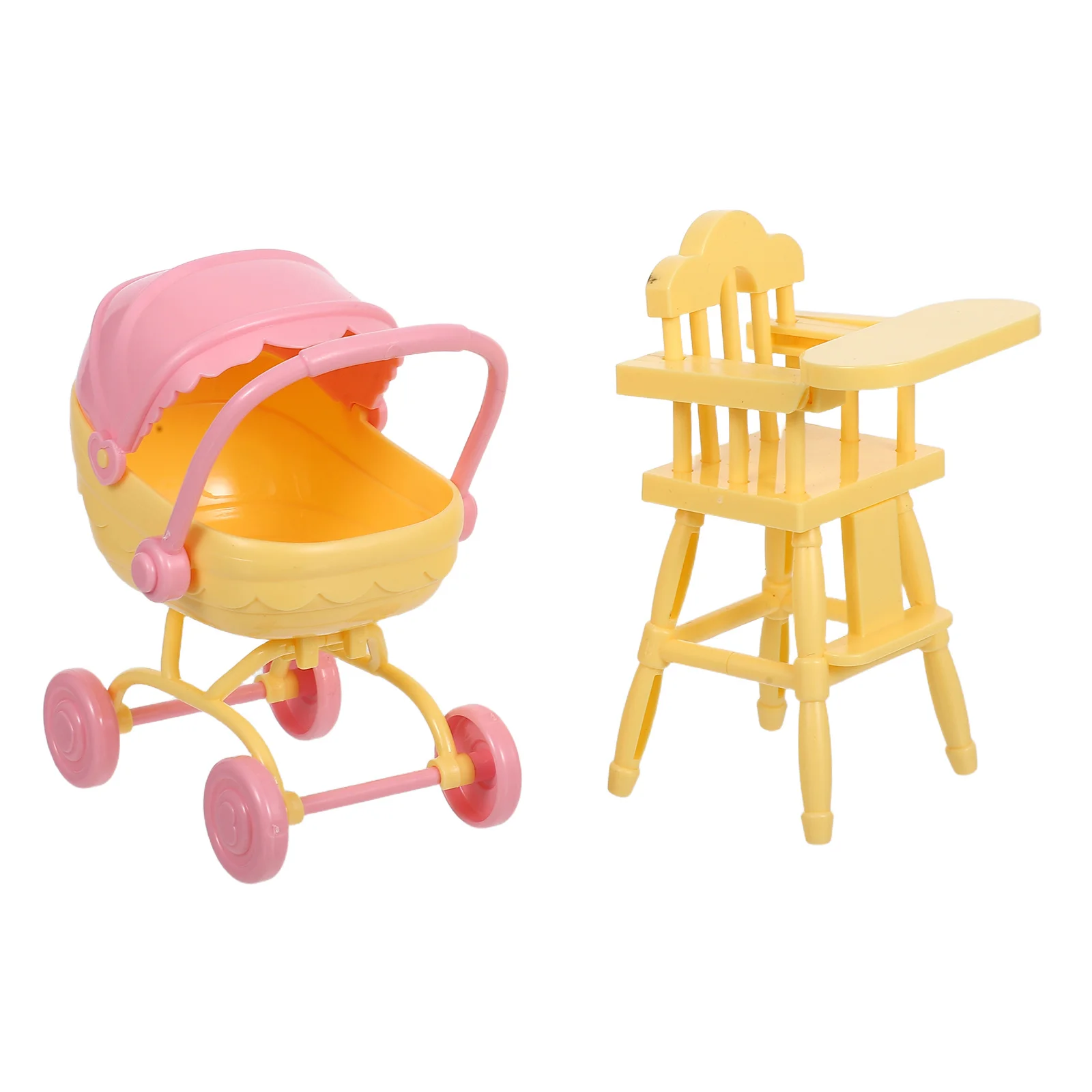 1 set 1 Set Mini Highchair Stroller Realistic Dollhouse Furniture For Kids Pretend Play Easy Clean Abs Miniature Accessories