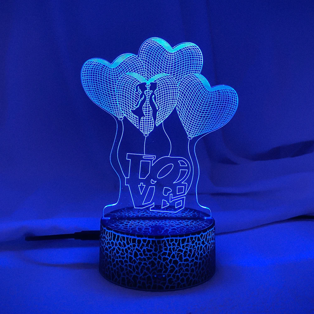 New 3D Lamp LOVE Valentine\'s Day Wedding Gift for Lover Colorfu LED Light Proposal Decoration Room Romantic Lamp Dropshipping