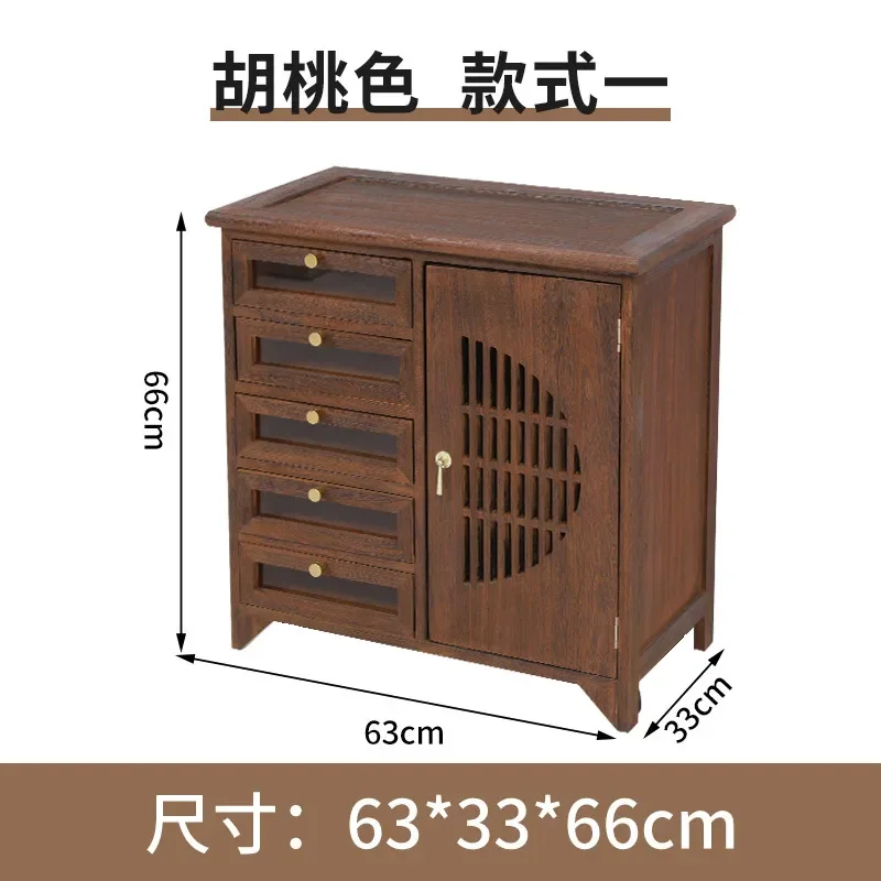 Chinese solid wood small tea cabinet, chest cabinet, retro living room wall locker, American side cabinet, simple dining