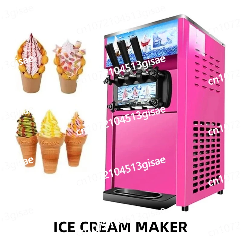 

Коммерческое настольное оборудование для замораживания сладкого конуса из нержавеющей стали 1200 Вт 220 В, маленькая машина для мороженого, трехцветная машина для мороженого