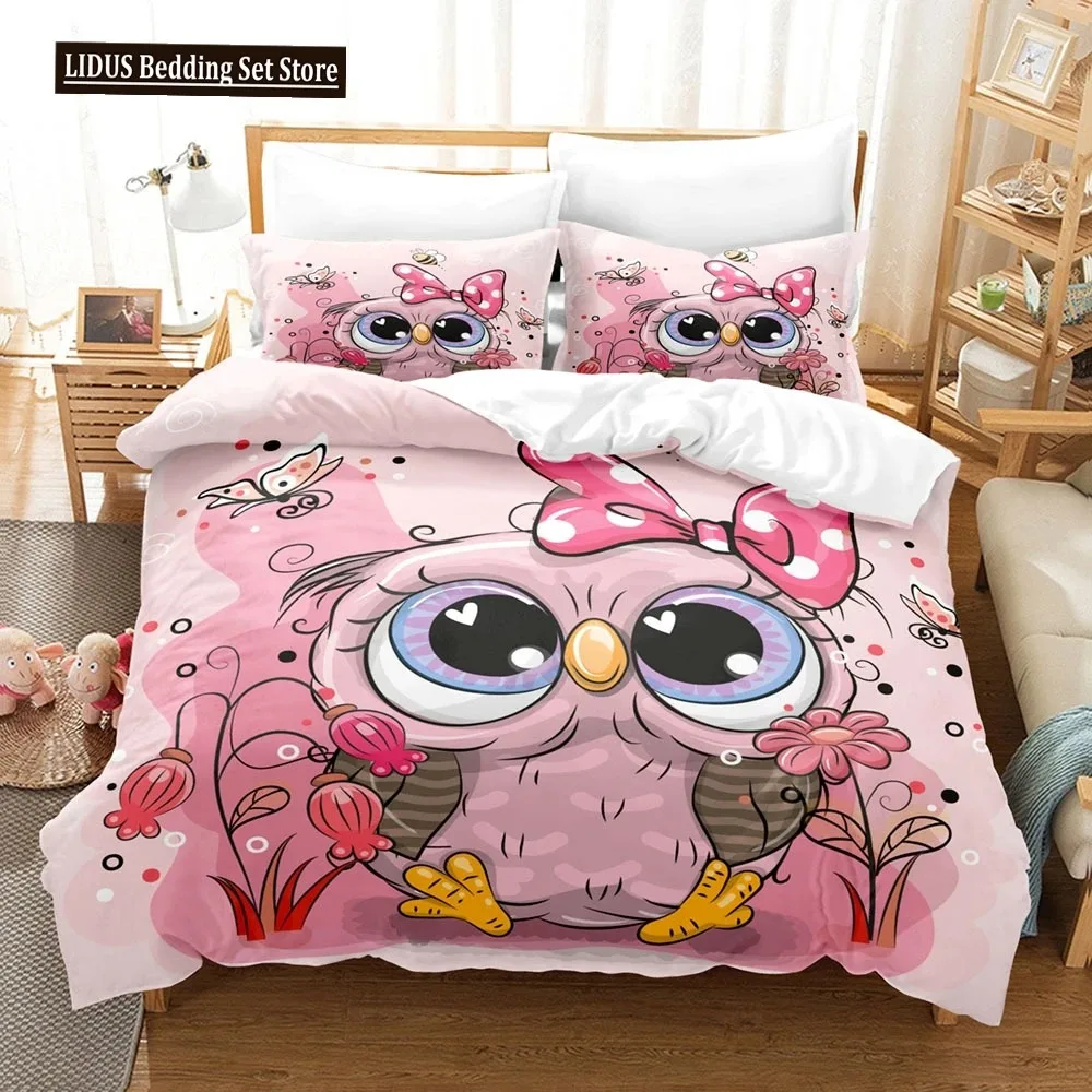 

Owl Duvet Cover Set King Queen Size Funny Cartoon Soft Decorative Kids Children Polyester Bedspread Cover For Kids Boys Girls