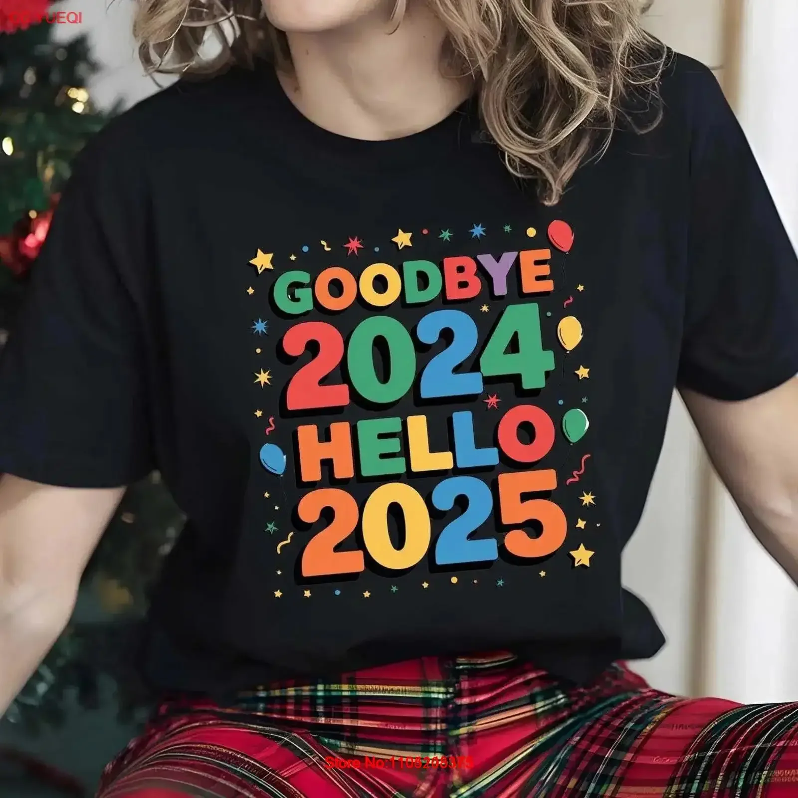 

Goodbye 2024 Hello 2025 Happy New Year T Shirt Christmas s Years Party Xmas vintage Washed streetwear designer clothes
