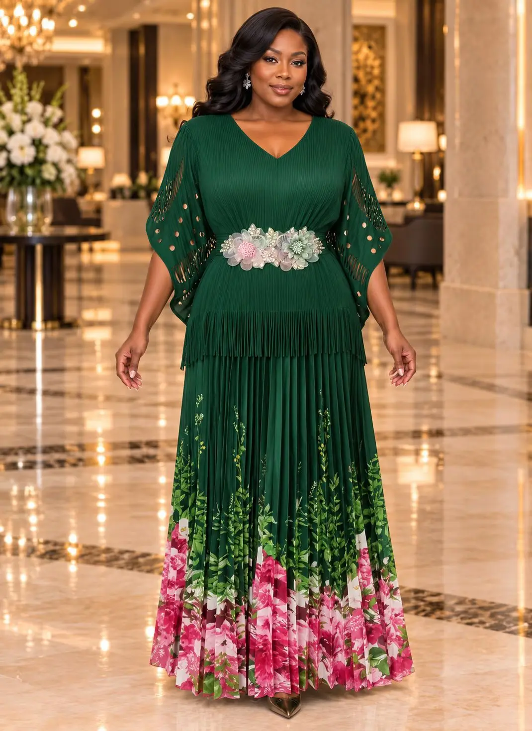 Nigerian traditional outfit evening party wedding african dresses for woman dashiki robe africaine elegant pleated Maxi dress
