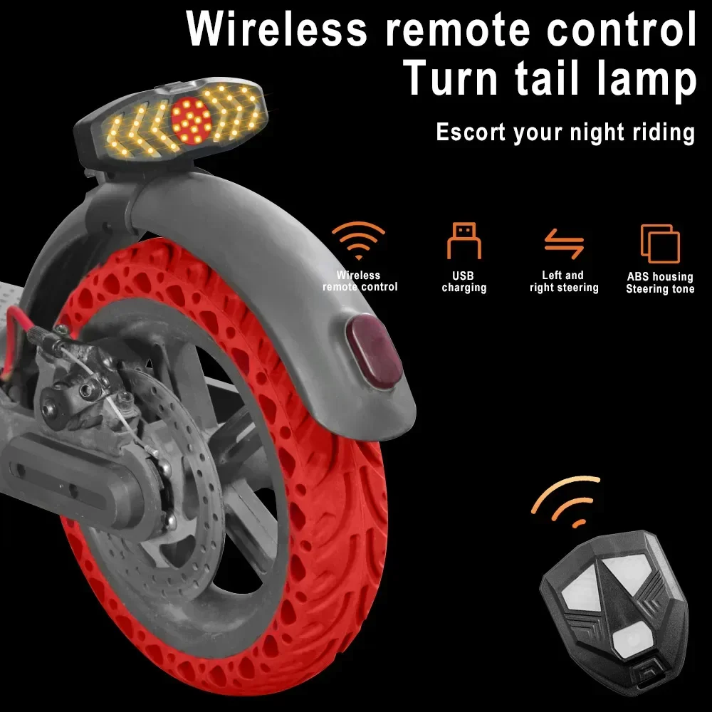 Turning Signal Light Safe LED Lamp For Electric Scooter Xiaomi MI3 M365 1S Pro2 Fender Wireless Remote Control USB Rechargeable