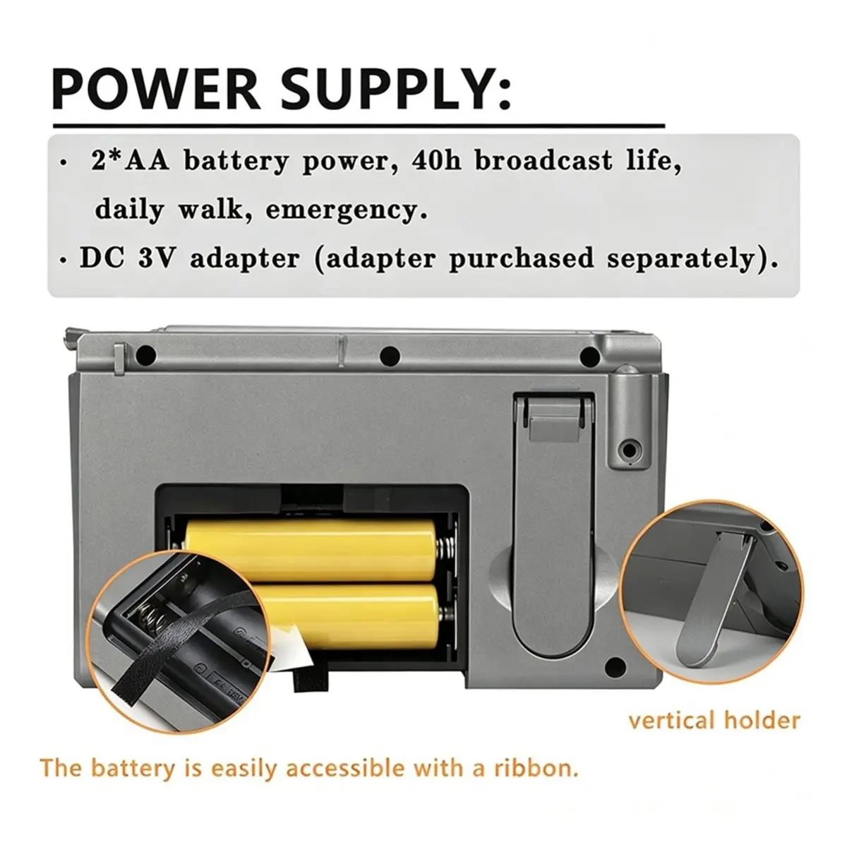 Portable AM/FM/SW Shortwave Radio, Batteries Operated Pocket Radio,Digital Clock Stereo Radio with Sleep Function