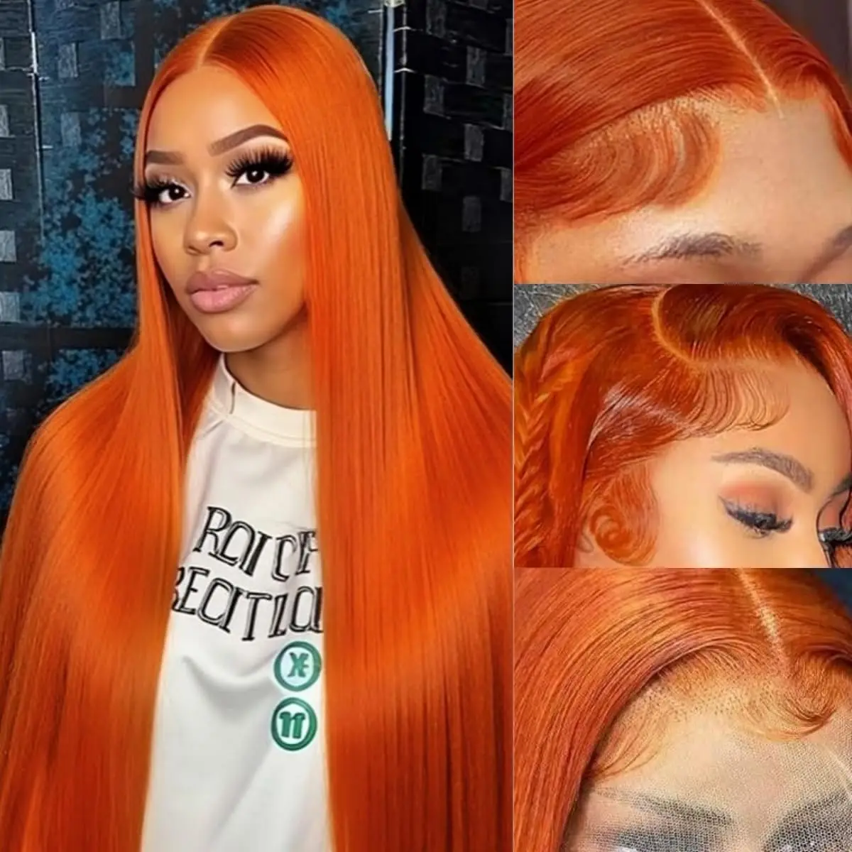 

32 Inch Ginger Orange Wig Human Hair 13X6 Lace Frontal Wigs 350 Colored Straight HD Transparent Lace Wigs Brazilian Virgin Wigs