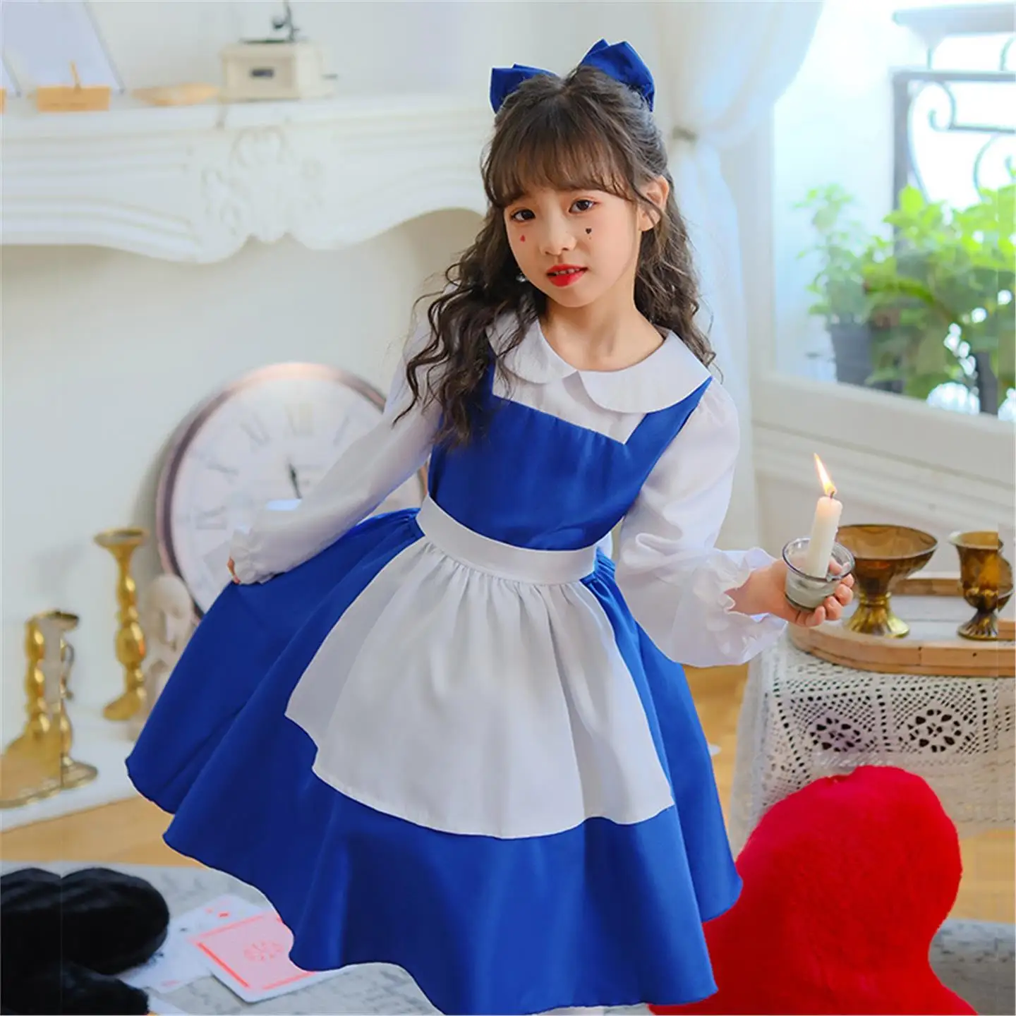 

loween Children's Blue Alice Maid Dr Country Sle Princ Skirt Girl Dr Performance Outfit Fairy T Costume