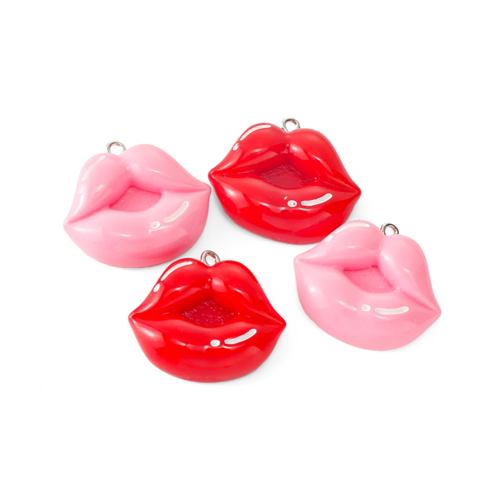 10 قطعة مضحك مثير الأحمر الوردي الشفاه الراتنج السحر الإبداعية قبلة الفم المعلقات ل قلادة أقراط Diy بها بنفسك النساء مستلزمات صناعة المجوهرات