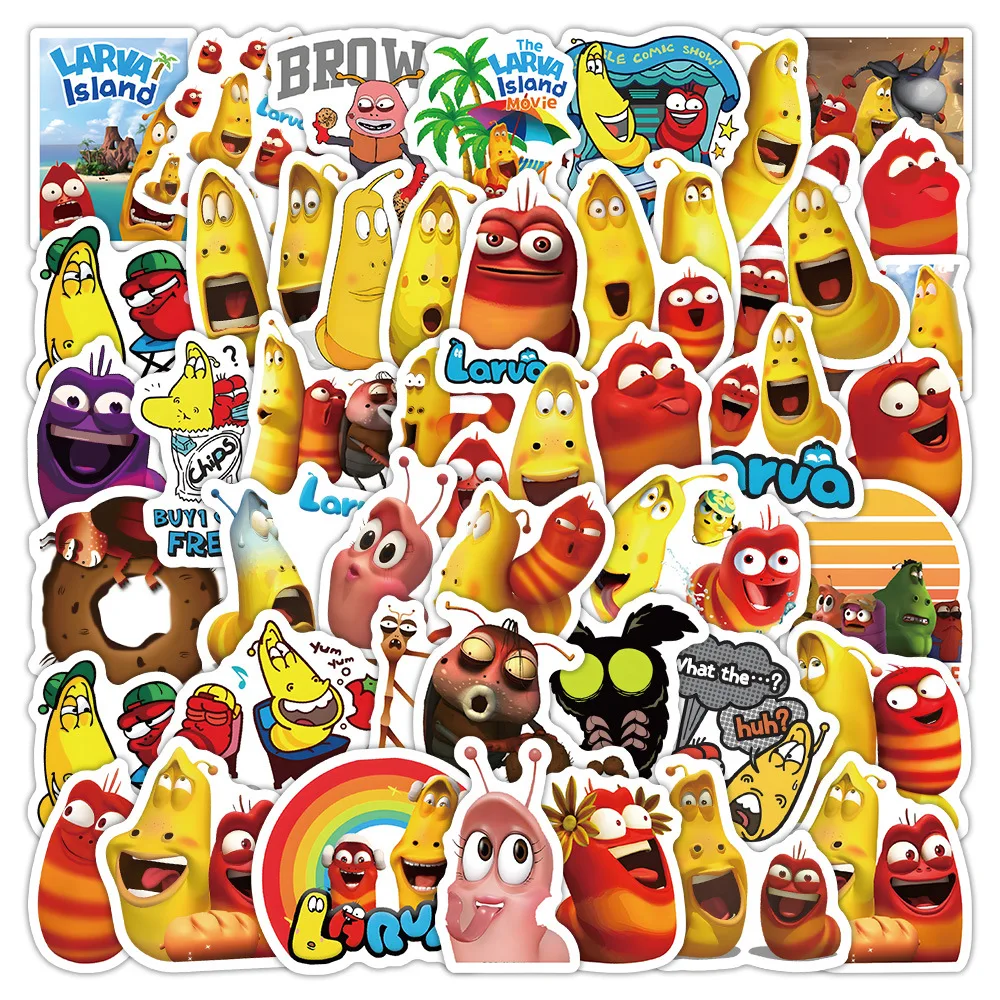 

10/60PCS Animation Short Film Stickers Larva Cartoon Kids Toys Kawaii Insect Graffiti Decals Laptop Phone Guitar Bike Sticker