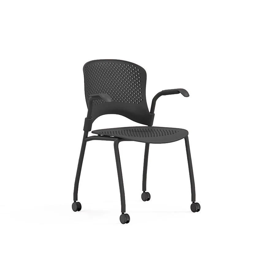 Armless Seating Modern Design PP Chair With Wheels Home Used Plastic Dining Chairs Metal Leg