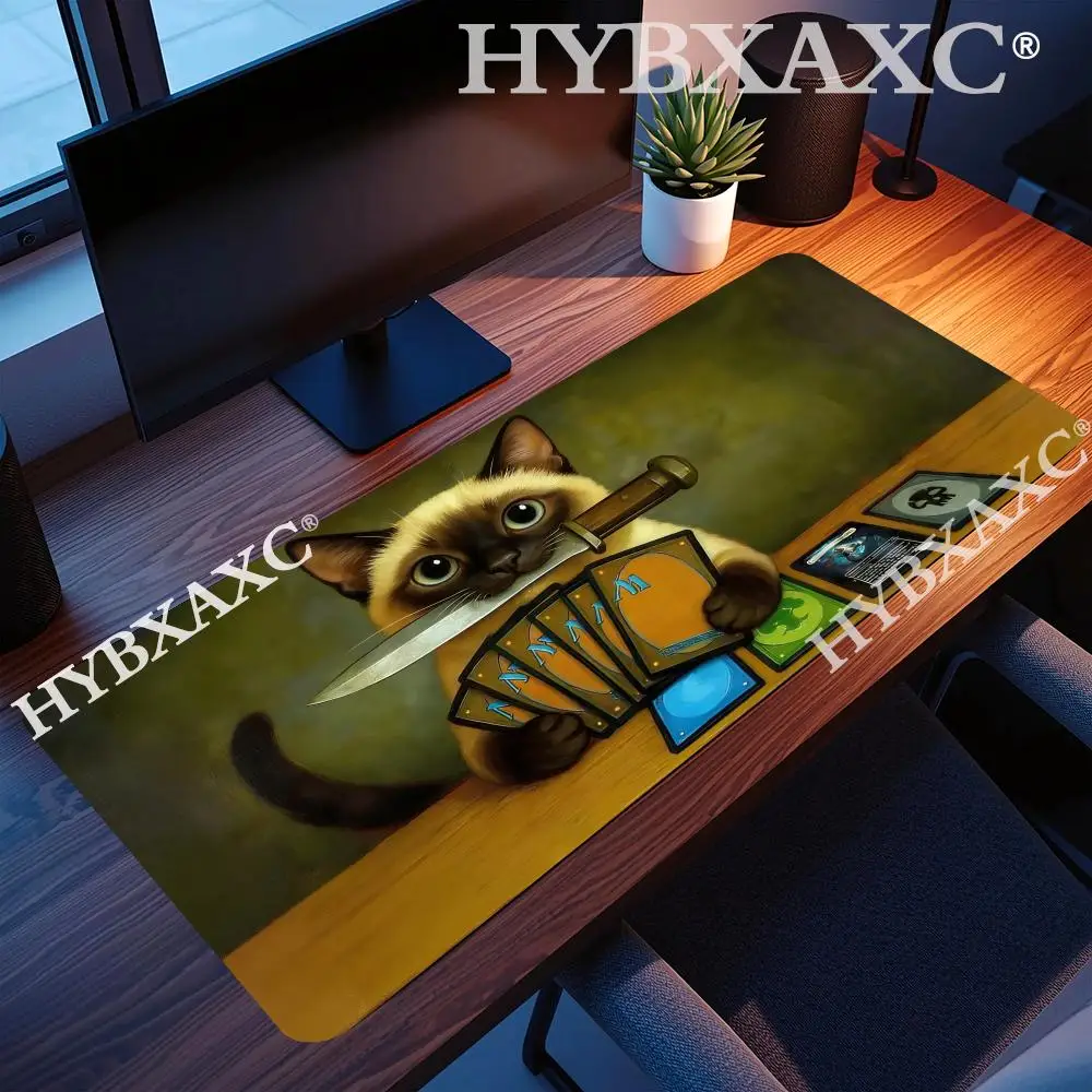 

HYBXAXC Game Card Kitten Magic Party Play Mat Durable Rubber for MTG&TCG Games Mouse Pad Offices Desk Mats Party Friendly Design