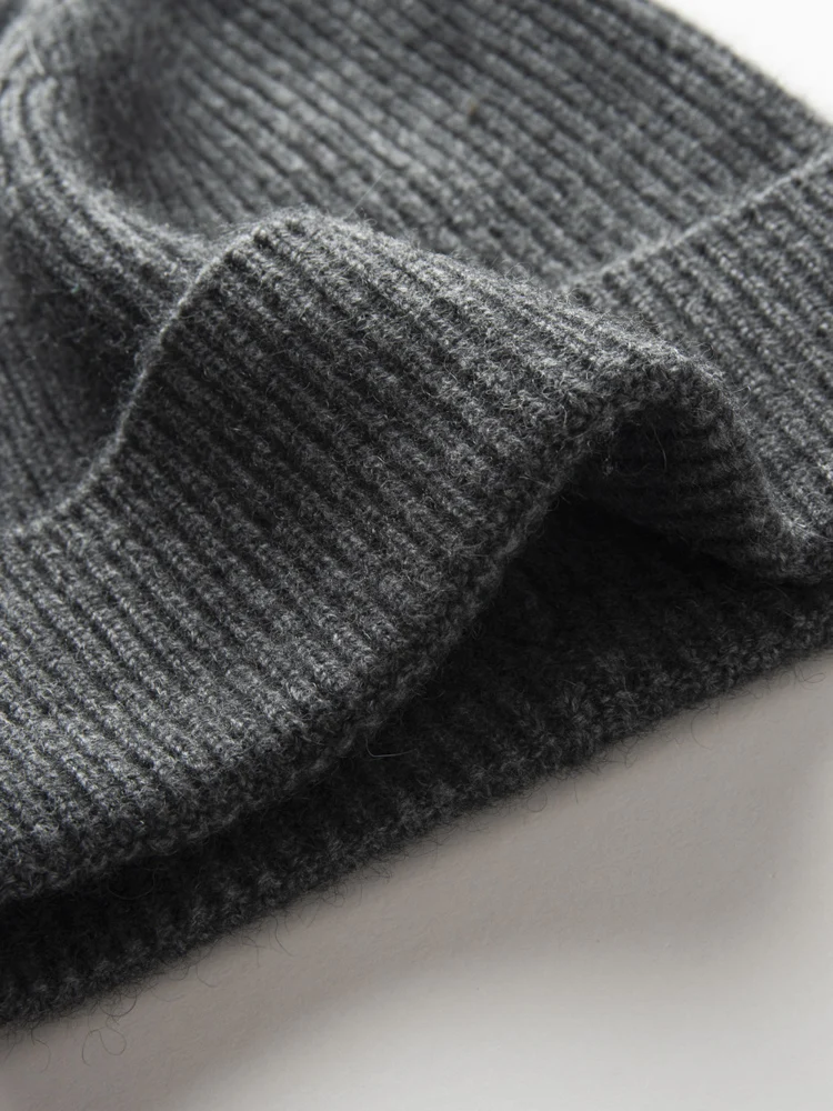 100%Quality Cashmere Ribbed Beanies For Men Winter Outdoor Knitted Hat Casual Solid Warm Soft Skull Cap Cashmere Hats