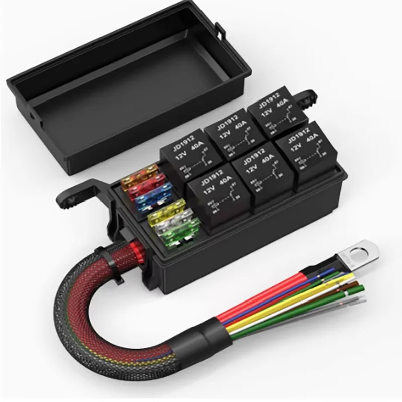 

12V relay 6-way relay fuse box pre wired waterproof relay box 6-way fuse relay