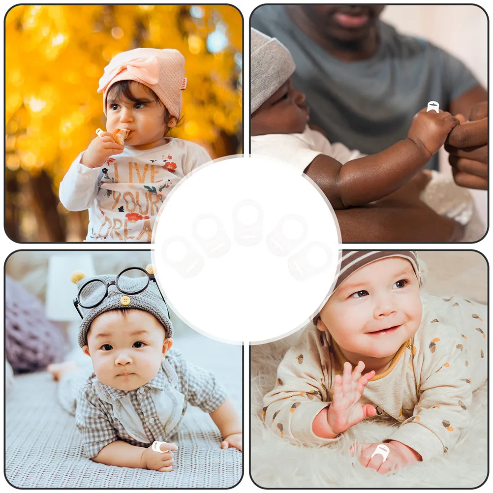 20Pcs Transparent Pacifier Adapter Rings Clear Silicone Soother Holder Ring for Baby Pacifier Clip Comfortable Gentle Safe