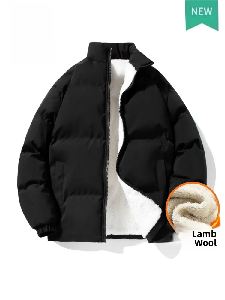 

Мужская зимняя утепленная куртка из хлопка на флисовой подкладке с воротником-стойкой, свободного кроя, из овечьего вельвета, ветрозащитная, больших размеров, для повседневной носки