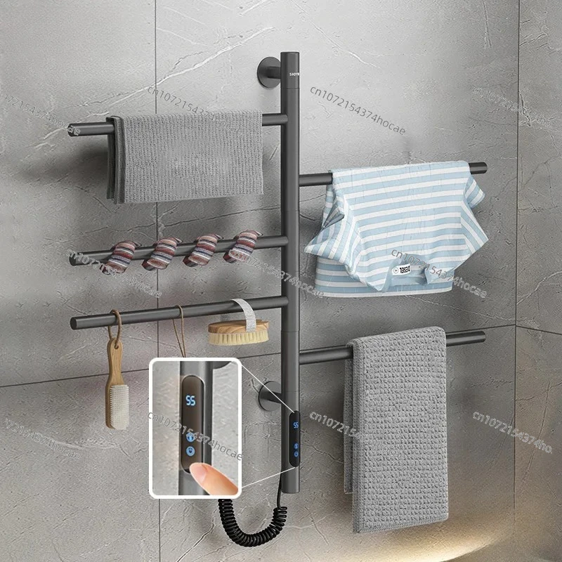 

Black/White/Gray Towel Warmer.Stainless Steel Electric Heated Towel Rail.180° Rotation Electric Towel Rack.