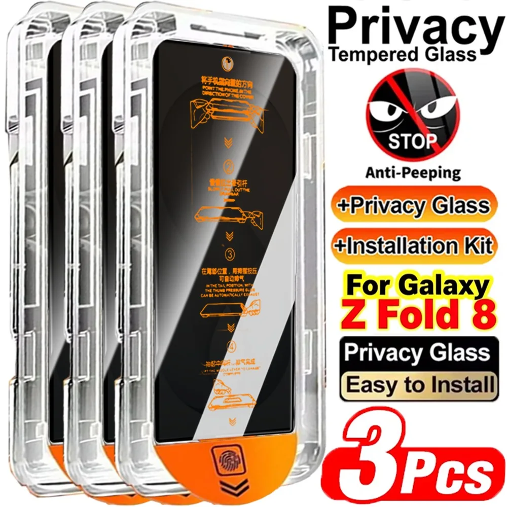 3-1PCS Easy Installation Dust Free Privacy Tempered Glass for Samsung Galaxy Z Fold 8Ultra Screen Protector Anti-scratch Film