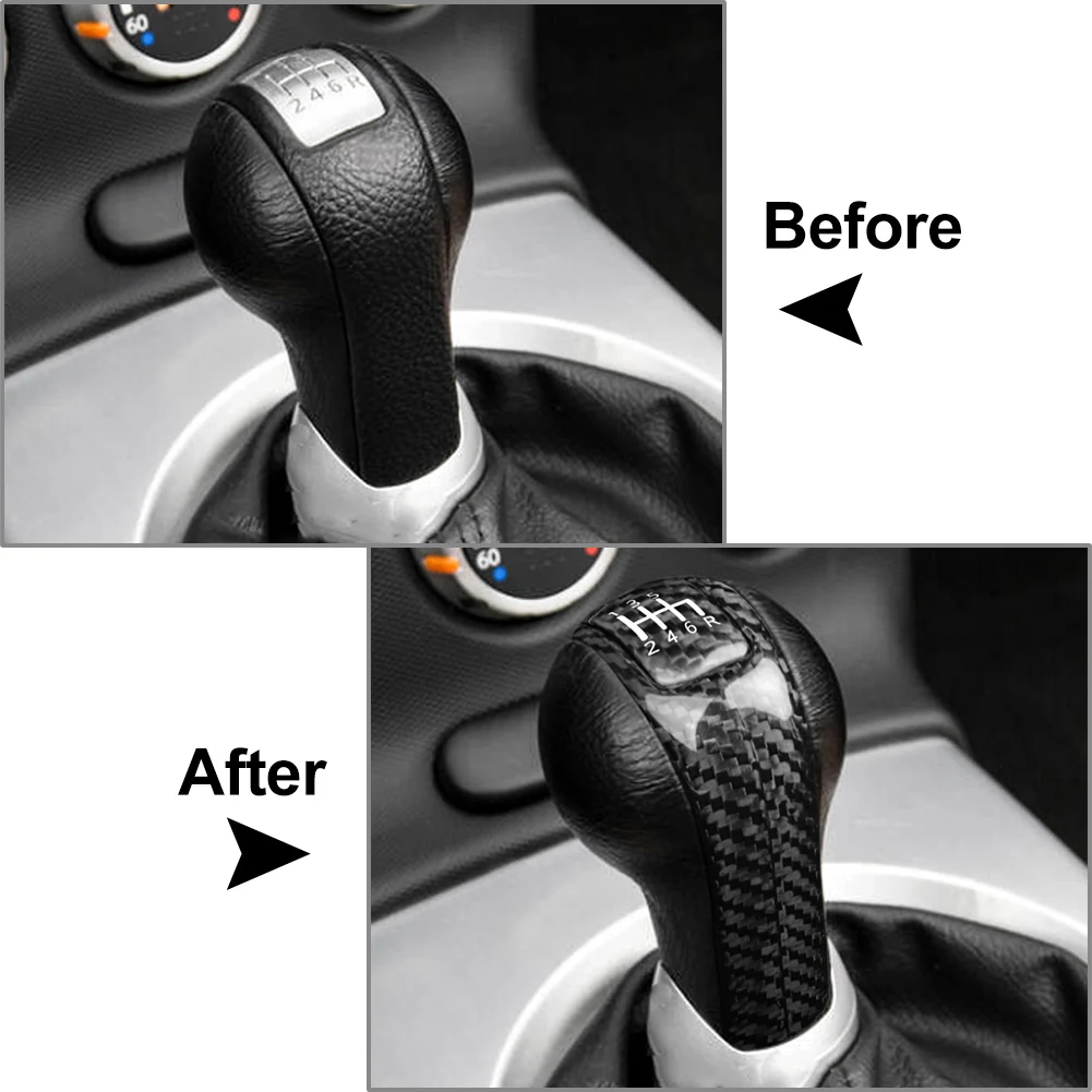 2 PCS Car Console Manual Gear Shift Knob Carbon Fiber Cover Trim Decoration For Nissan 350Z 2003 2004 2005 2006 2007 2008 2009