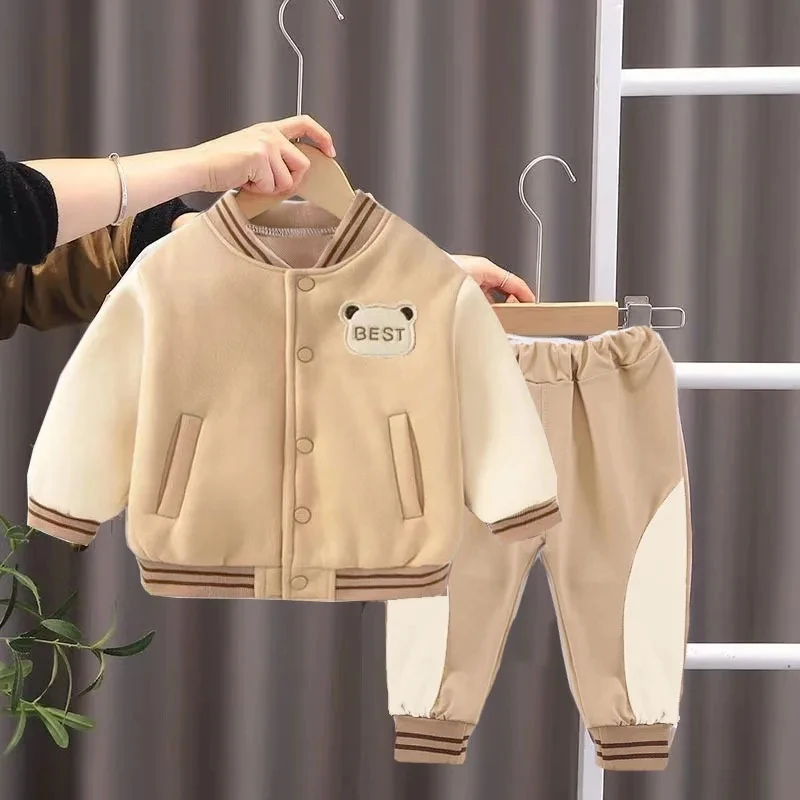 2026 Boys Girls Baseball Clothing Sets Kids Casual Sports Outfits Coat Pant 2Pcs Spring Autumn New Thin Baby Tracksuit Suit 1-4Y