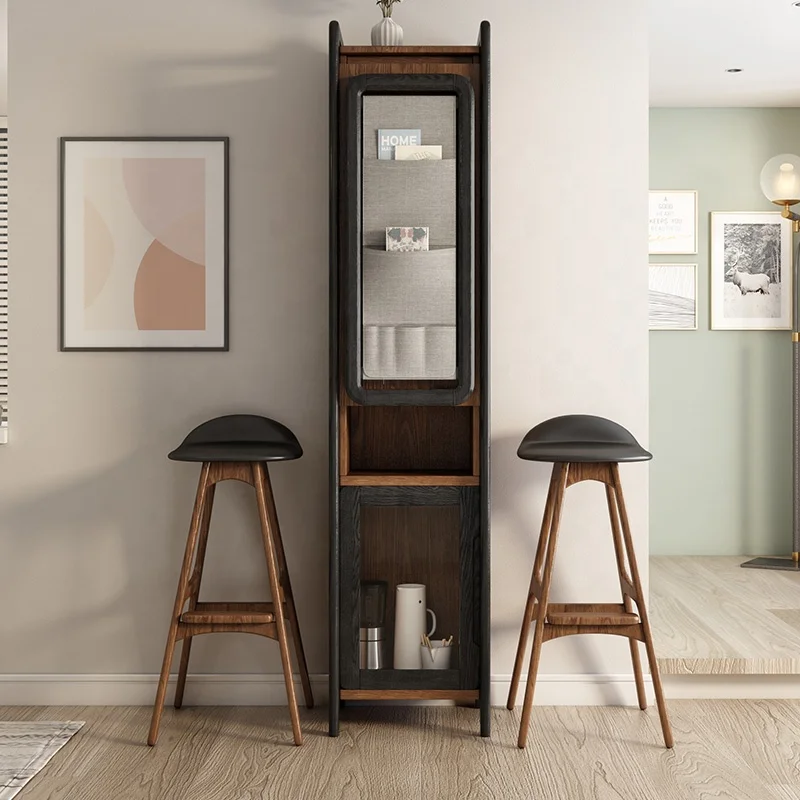 Apartment Wooden Design Living Room Wall Mounted Dining Table Foldable  Bar Wine Cabinet Solid Wood Sideboards
