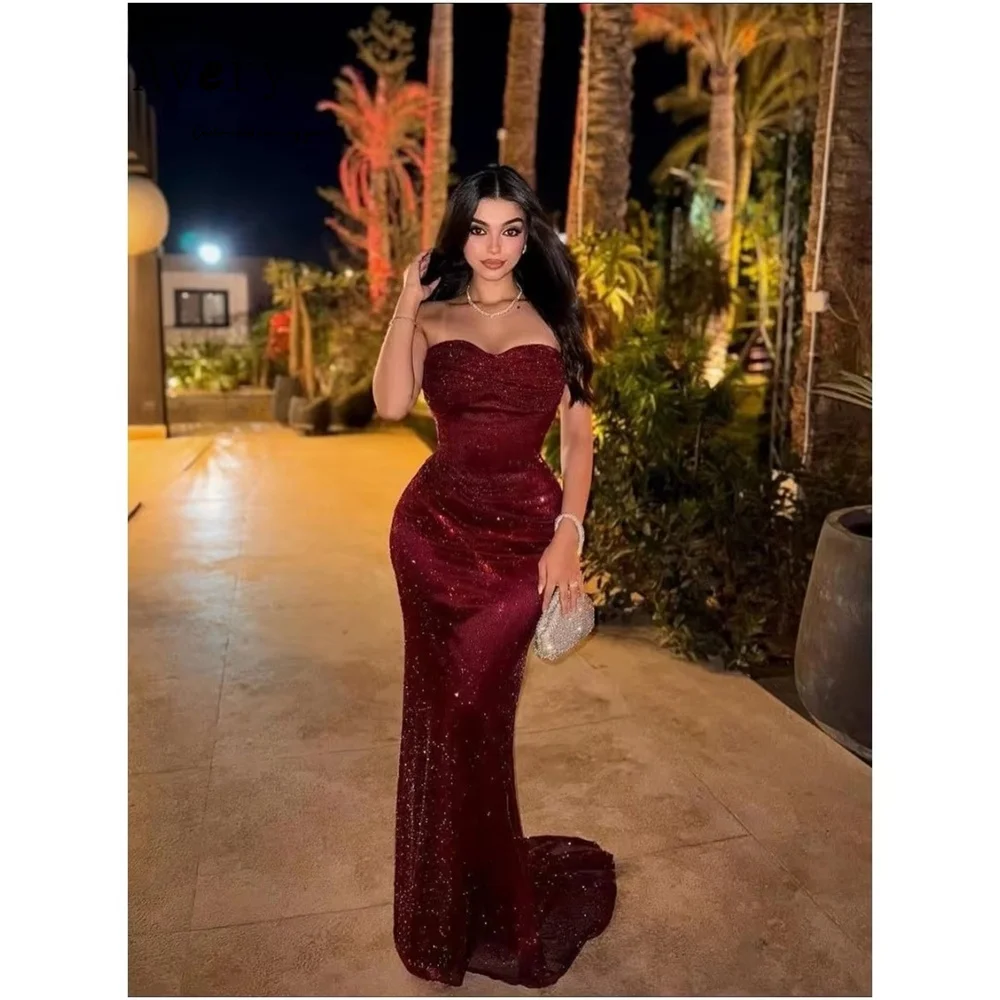 

Avery Custom Red Fishtail Lace Shiny Evening Dresses Woman Elegant Party Dresses for Women Luxury Women's Evening Dresses Dress