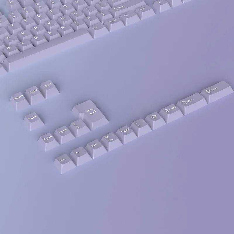 KUXM Macaron Roxo PBT Keycaps Front-Printed Pequeno Conjunto Completo 126 Teclas Altura Original Duas Cores