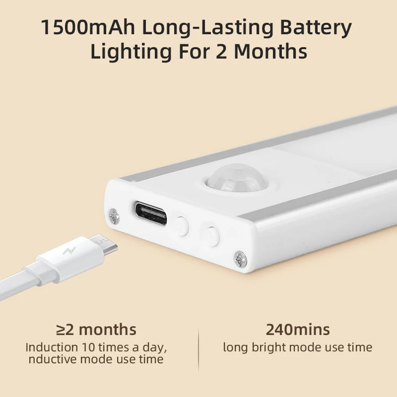 Immagine 7: Luce per Armadio Ricaricabile con Sensore di Movimento LED Wireless USB Ultra Sottile Illuminazione Notturna per Armadio 20cm/30cm/40cm/60cm