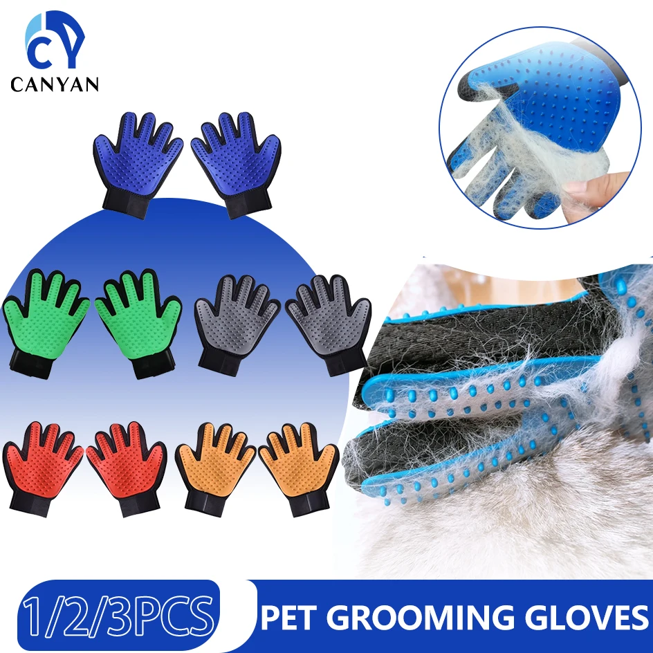 

Pet grooming gloves are suitable for cat and dog grooming, hair removal, bathing, hair removal,cleaning and massage pet supplies