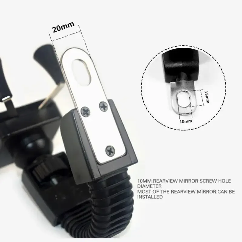 Universal Motorcycle Mount Bicycle Phone Holder 360 Rotatable Adjustable Rear View Mirror Mount for iPhone Samsung Xiaomi Huawei
