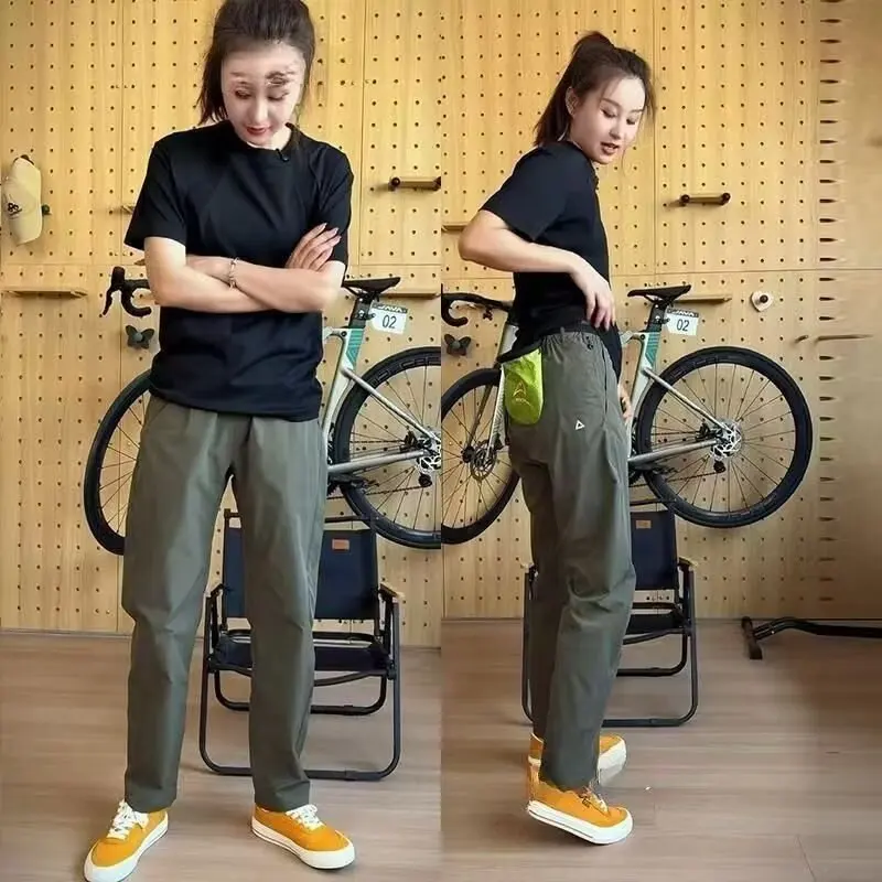 American Style Soft  Waterproof Trousers for Women Summer Thin Straight Cut Quick Dry Outdoor Climbing Long Pants Workwear