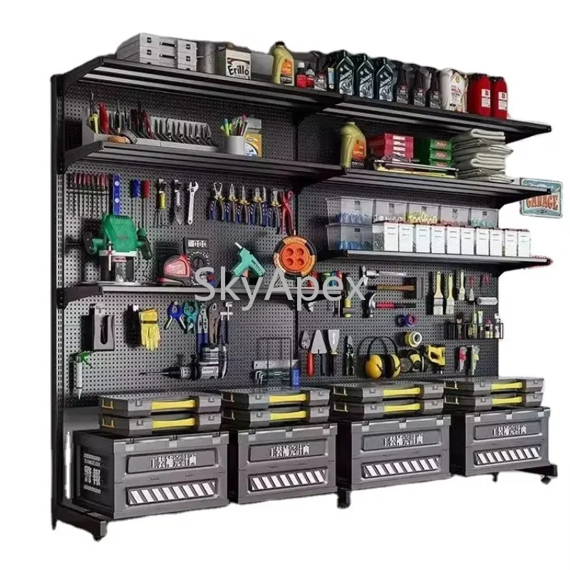 

Напольная вертикальная металлическая стойка для хранения инструментов без сверления, сверхпрочная, для дома и спортивного инвентаря, органайзер с перфорированной панелью, профессиональная полка