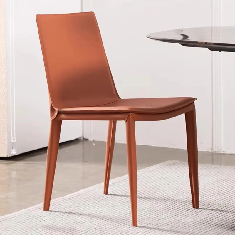 Light luxury saddle leather dining chair cafe hotel desk chair simple home
