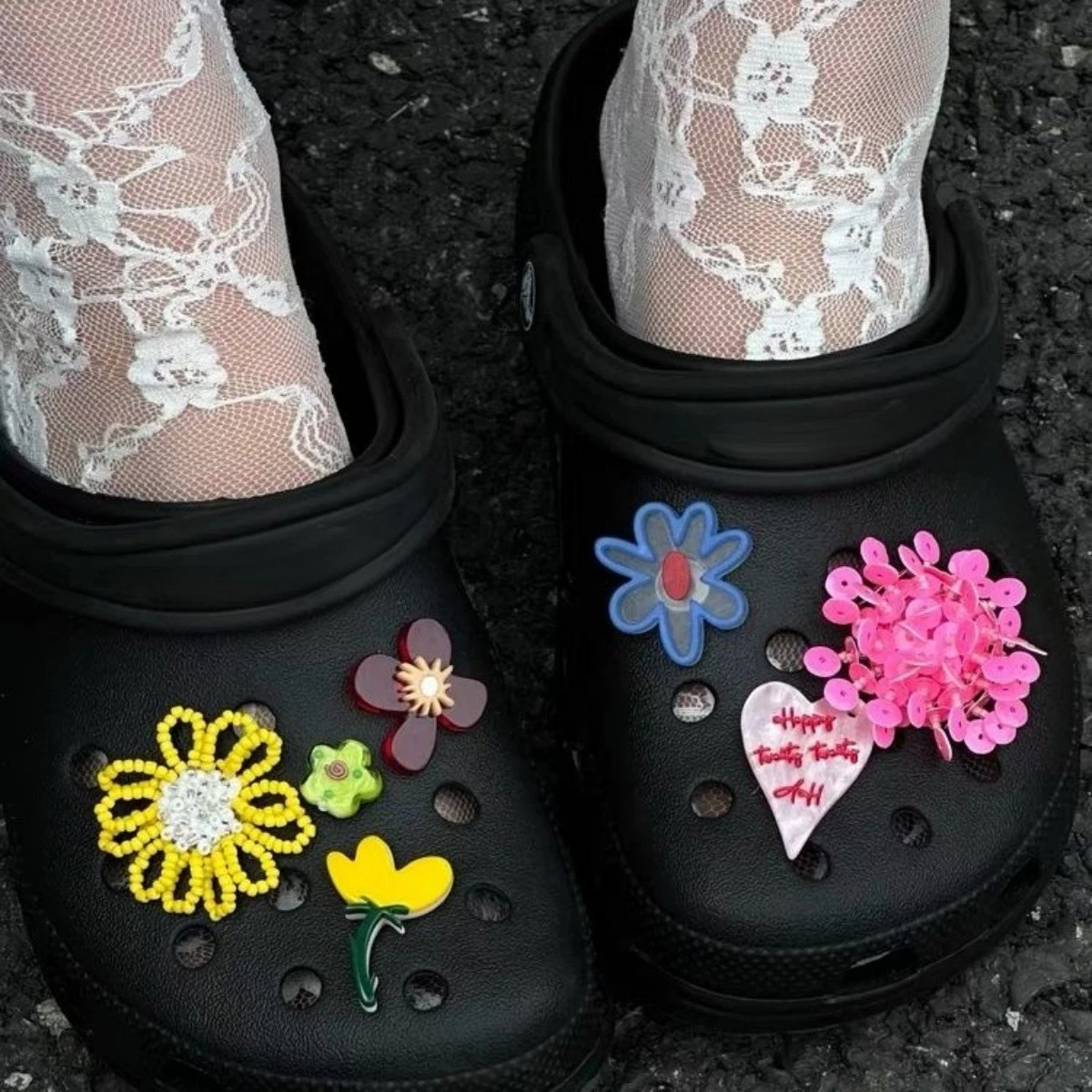 Original Beaded flower love sequin shoe flower shoe buckle Shoe Charms Child Shoes Decorations Creative DIY 3D accessories