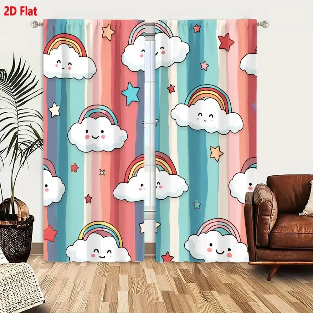 Cute Rainbow Cloud Nursery Curtains for Baby Room Nursery Decor Window Treatment Bright Colorful Kids Bedroom Curtain