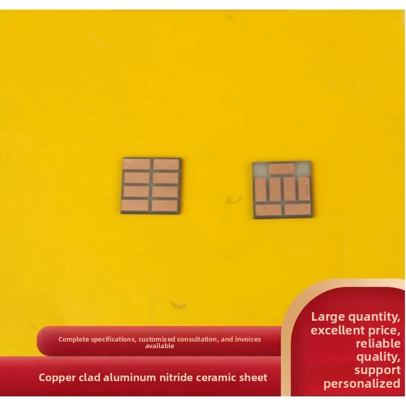 ALN Copper Clad Aluminum Nitride Ceramic Sheet 10×10×0.635mm, Custom Copper Plated Substrate