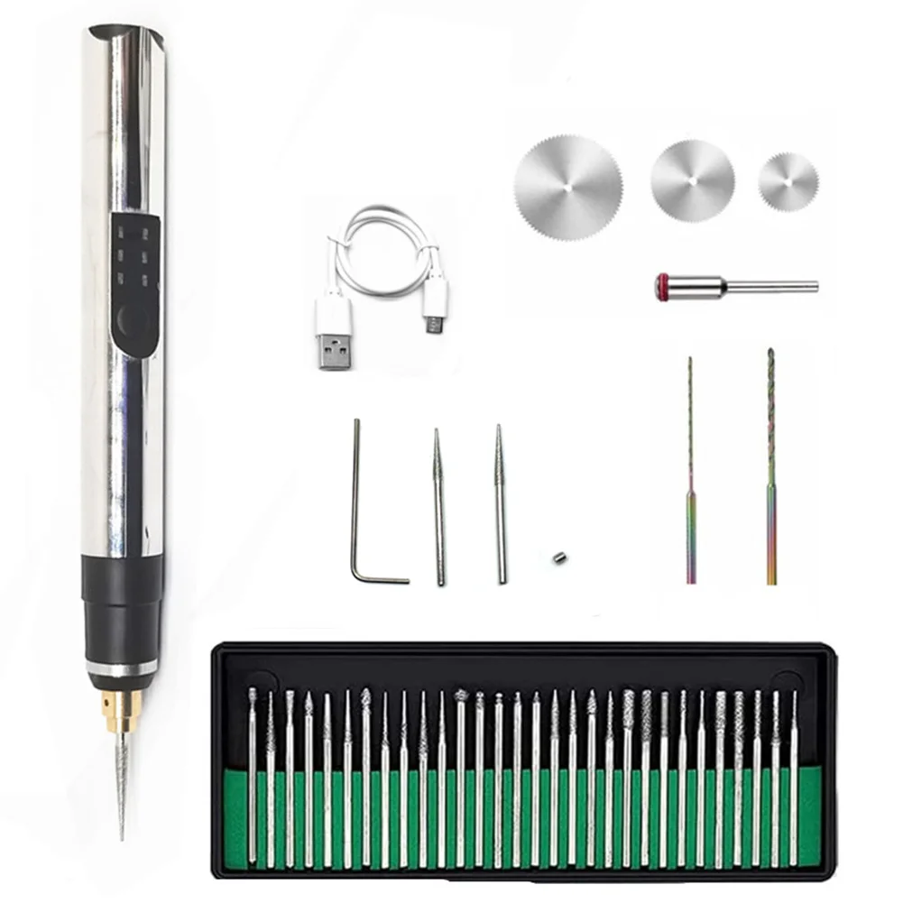 Electric Engraver Etching Pen Professional Electric Drilling Etching Pen Rechargeable 3 Gears Adjustable for Jewelry Glass Wood image 2
