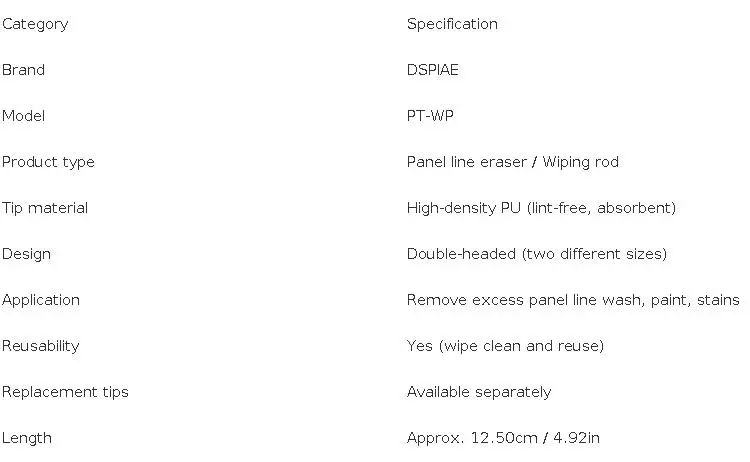 DSPIAE PT-WP Double Head Wiping Rod Water Wash Revival Stain Removal Tool Traceless Cleaning for Models