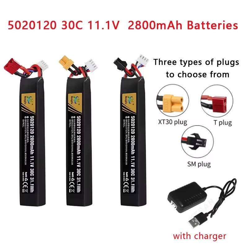 

LiPo battery Water Gun Airsoft 11.1V 3S 2800mAh 30C 31.1W 5020120 Battery For Airsoft BB Air Pistol Electric Toys Guns Parts