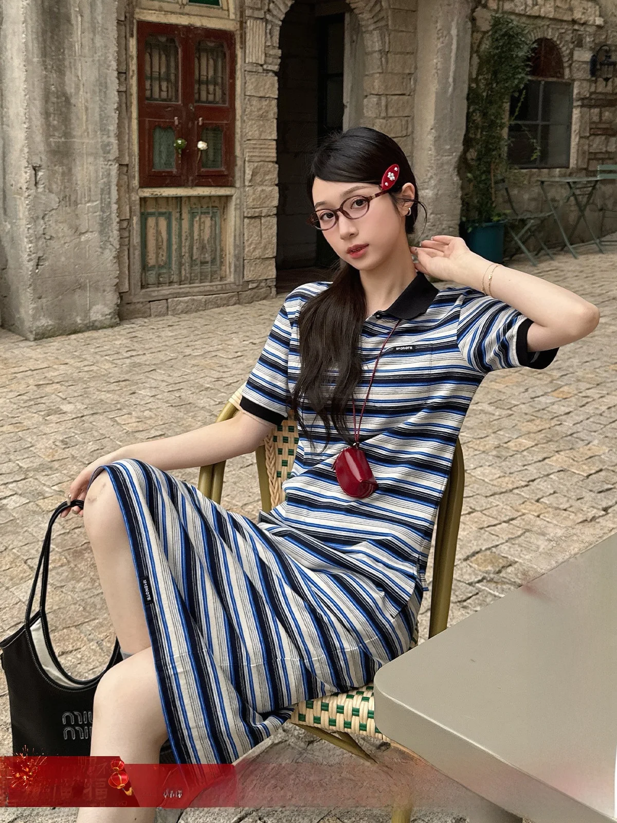 

Brand Striped ter Ne Dr Set Handpied by Expert Cotton Blend Spring Summer Casual Wear Chinese Manufac...