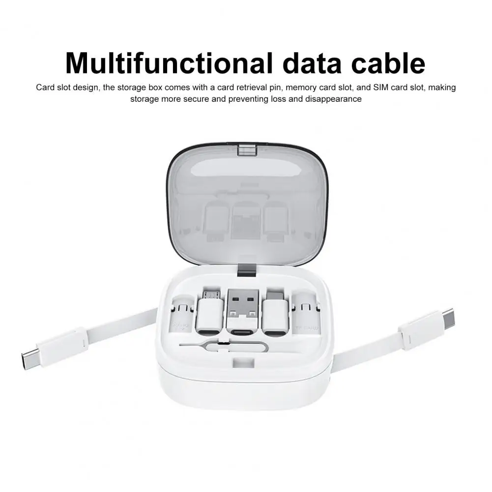 Cable Convertor Box Charging Adapter Box Data Cable Adapter Box with Usb 8-pin Multi-function Sim Card Removal Pin Storage 60w