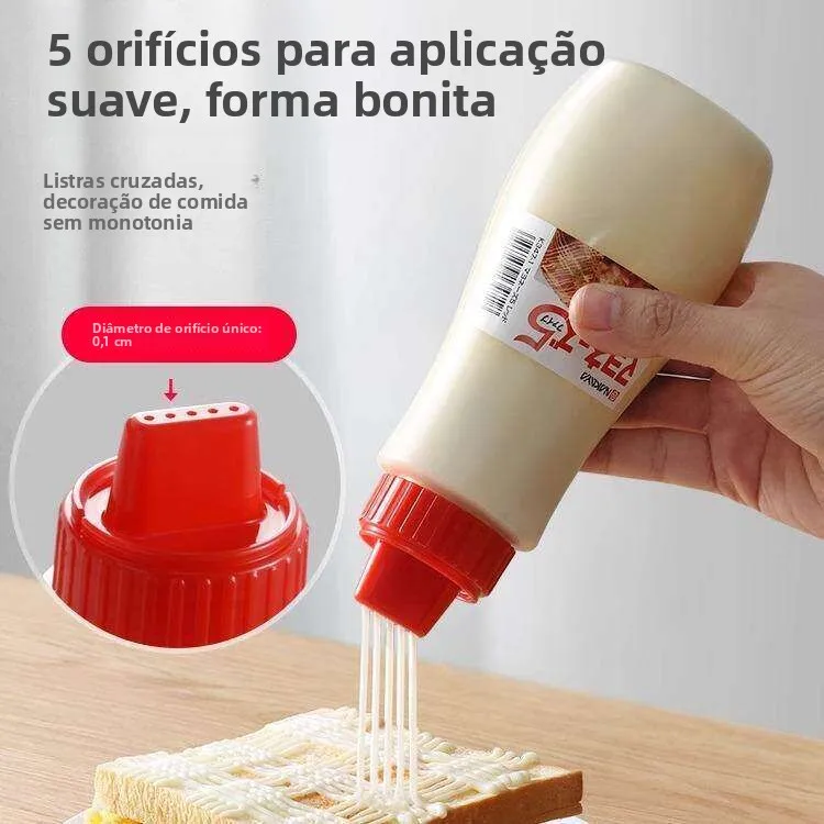 Dispensador de Molho de Cozinha de Grau Alimentício, Garrafa Espremedora de Duas Pontas para Molho de Salada, Molho de Tomate...