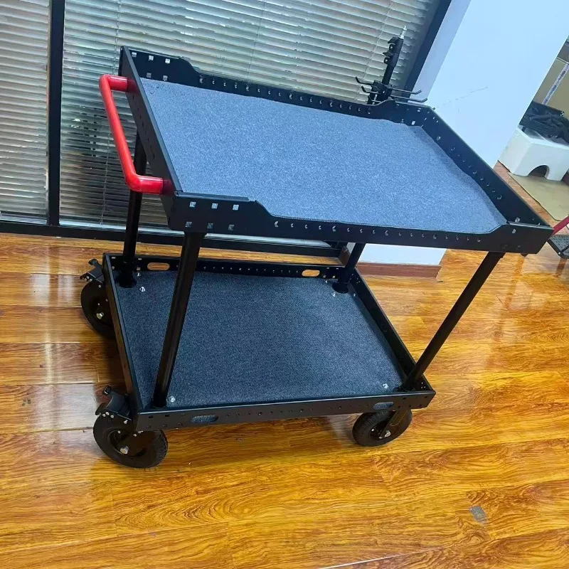 Load-bearing foldable car outdoor live broadcast cart photography cart director car 8-inch wheels