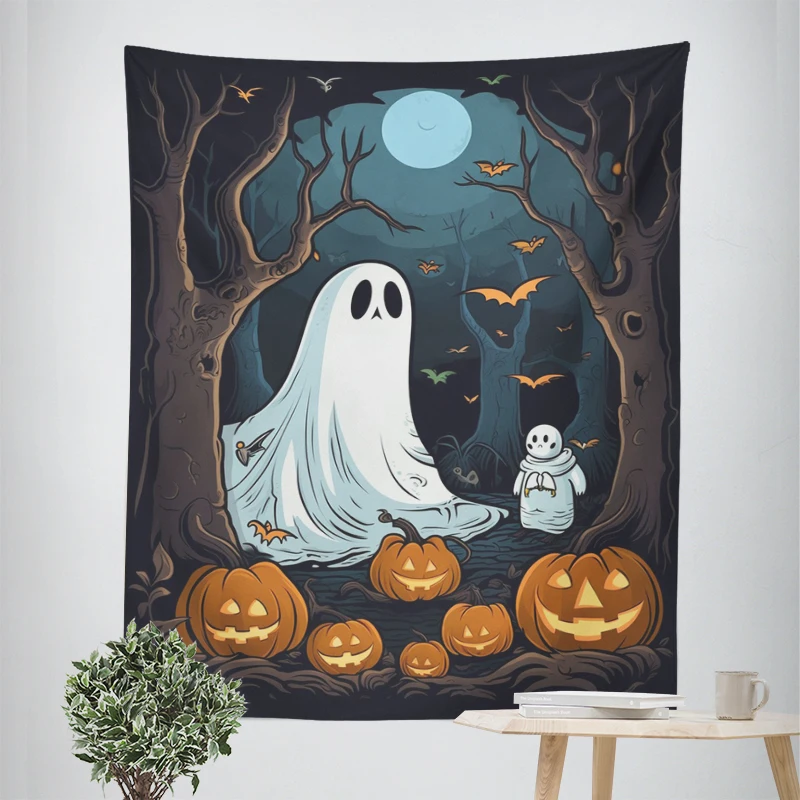 Tapeçaria de parede para decoração de quarto, quarto moderno, quarto estético, arte da parede, tecido grande, halloween, engraçado, outono