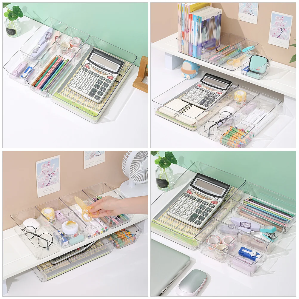 3Pcs Organizer Storage Box Multi-Functional Compartment Table Organizer Pen Makeup Brush Holder Desktop Sundries Storage Case
