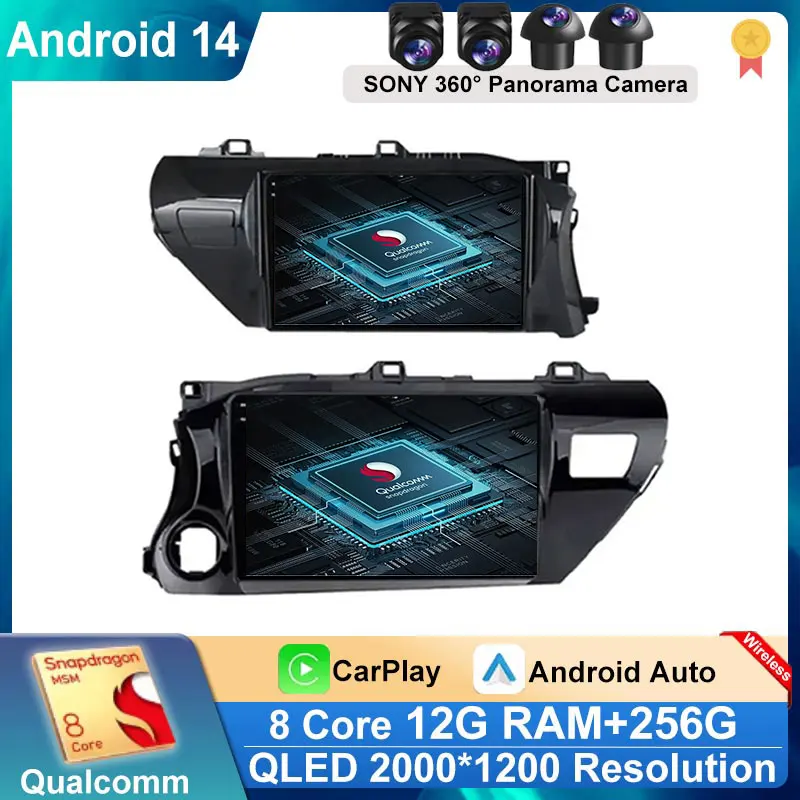 

Car Android 14 For Toyota Hilux Pick Up AN120 2015 - 2020 LHD RHD 5G WIFI GPS Navigation Stereo Auto Radio Multimedia No 2din