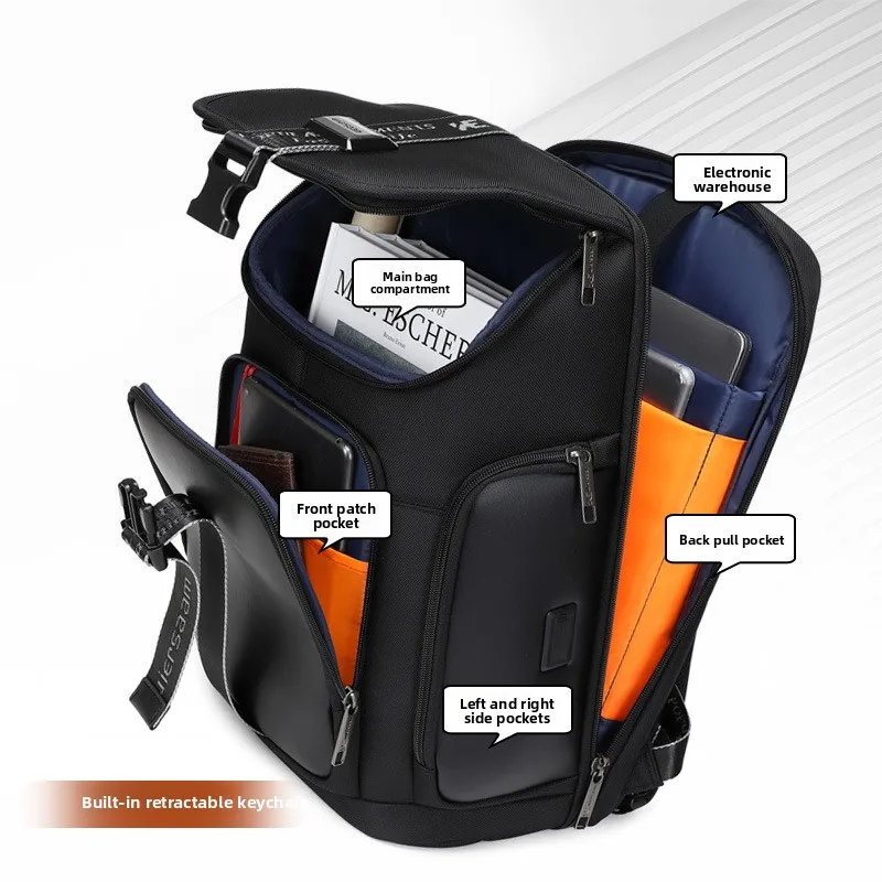 New Men's Business Backpack Waterproof Large Capacity Laptop Bag Travel Work Commuter Multifunction Shoulder Bag Fashion Pack