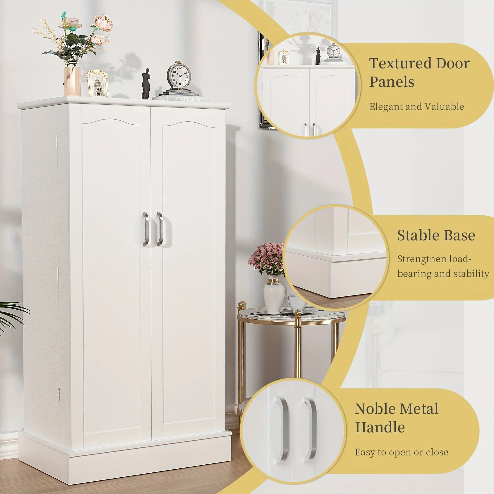 47 Inches Pantry Cabinet, Kitchen Pantry Cabinet with Adjustable Shelves, Freestanding Kitchen Pantry Storage Cabinet